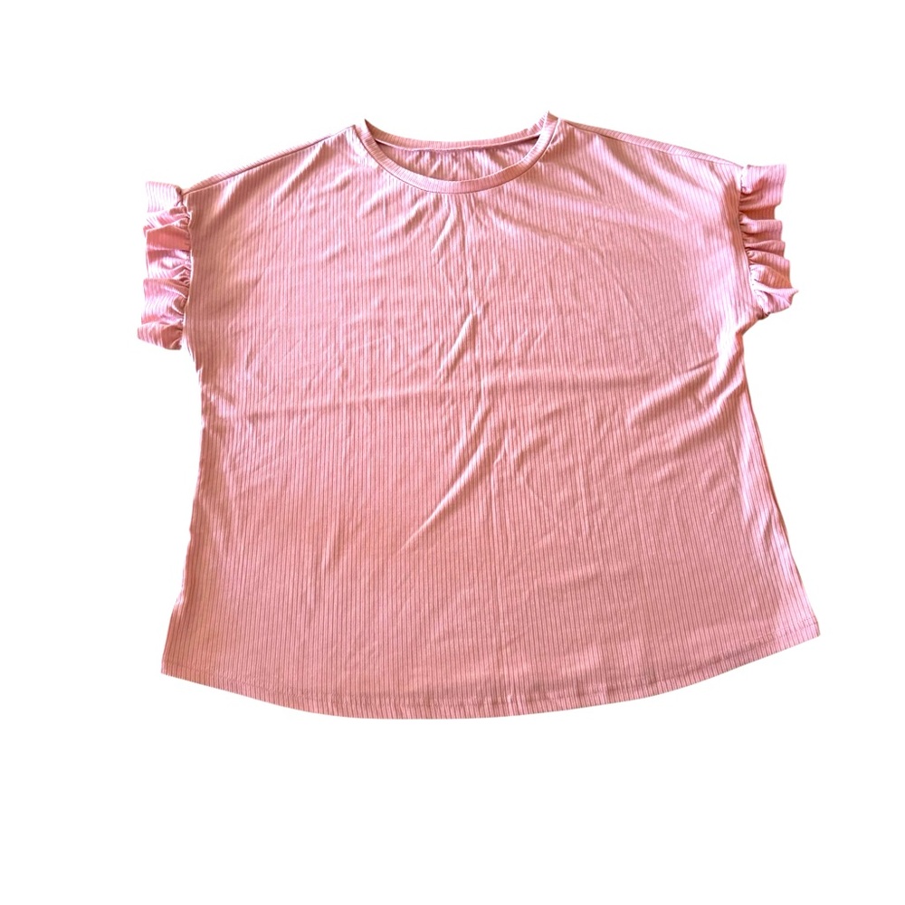 Elegant Pink Ruffle Sleeve Top Size XL